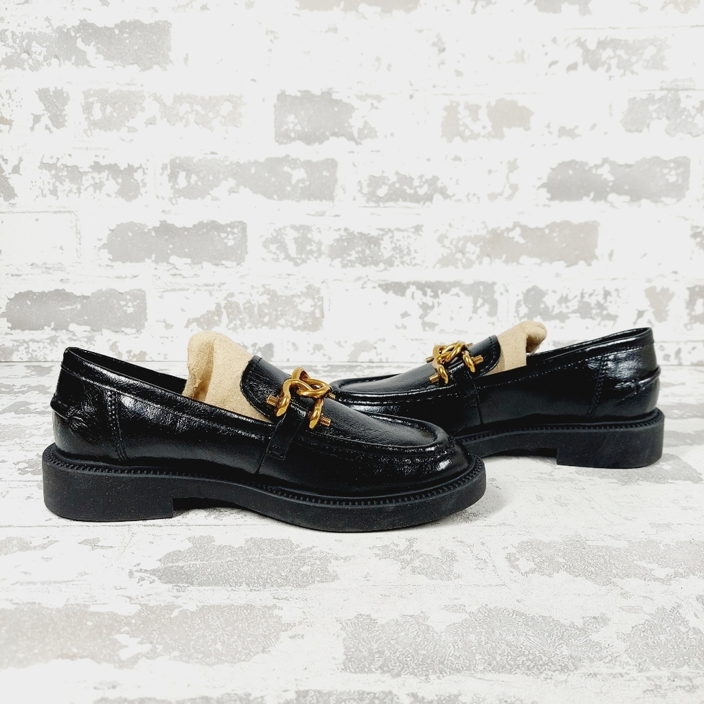 NEW Steve Madden Karmine Black Leather Slip On Old Money Loafers F400 - Picture 2 of 10
